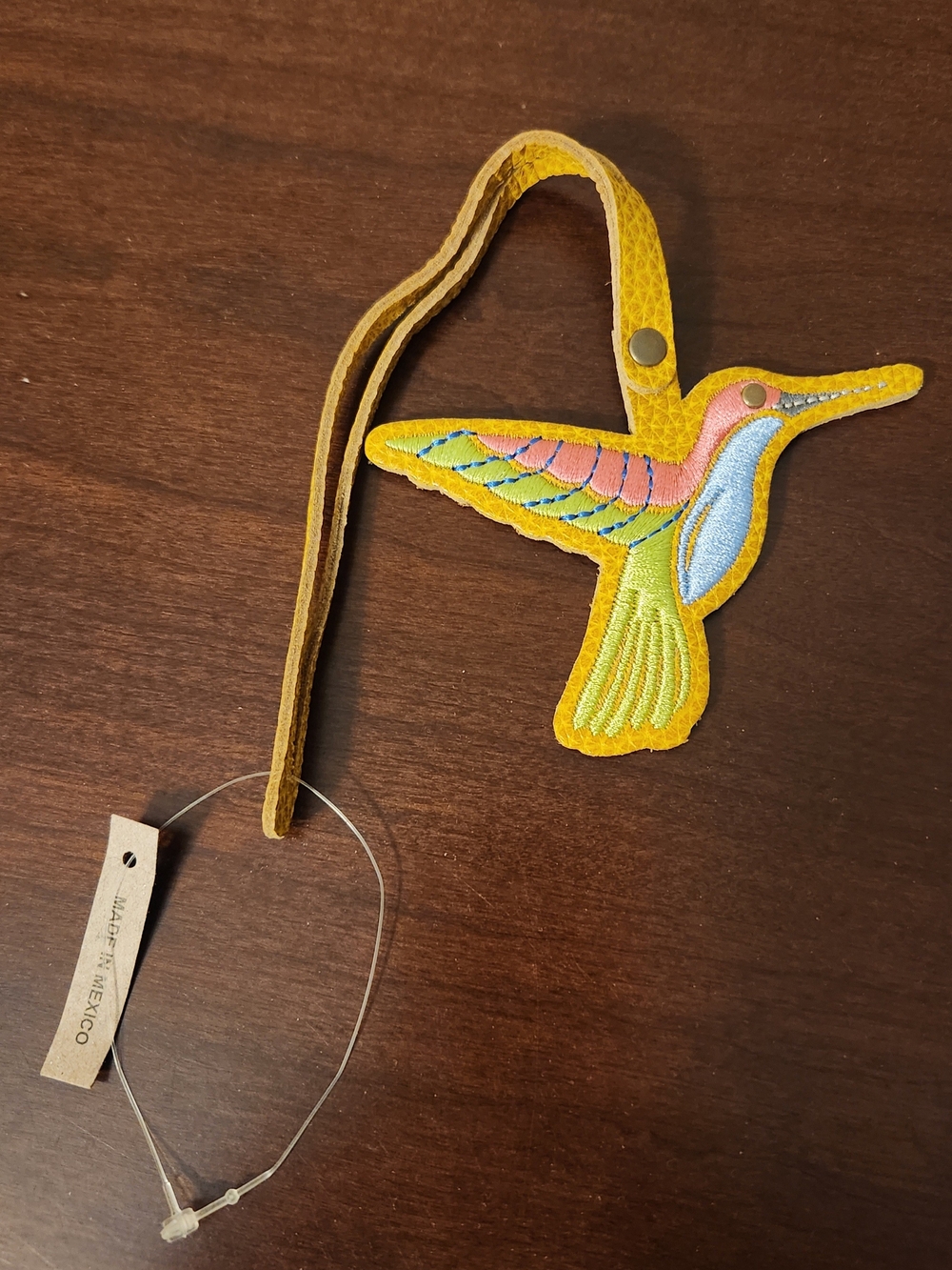 Portland Leather Yellow Hummingbird Leather Bag Charm